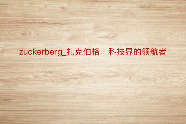 zuckerberg_扎克伯格：科技界的领航者