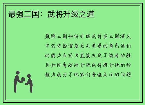 最强三国：武将升级之道